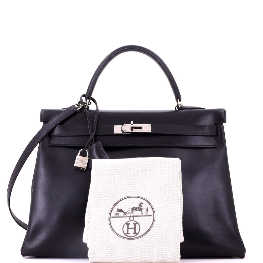 Hermes Kelly 35 Black Box Calf with Palladium Hardware - Picture 2 of 8